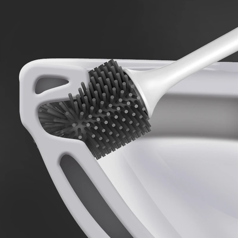 

Wash Room Bathroom Cleaning Brush Base Set TPR Material Silicone Antibacterial Toilet Brush With Holder