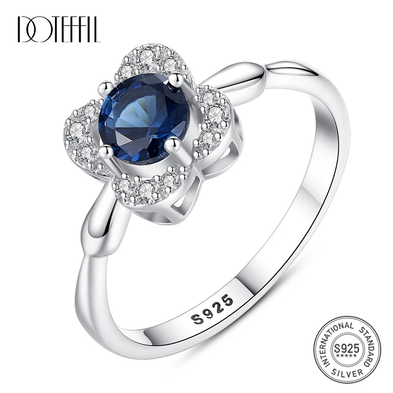 DOTEFFIL классическое созданное голубой сапфир пасьянс для свадьбы помолвки 925
