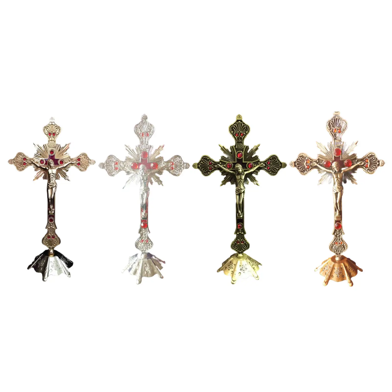 

Crucifix Standing Crucifix Cross Thanksgiving Religious Relics Figurine Home Chapel Prayer Easter Scriptures Shelf Church Decor