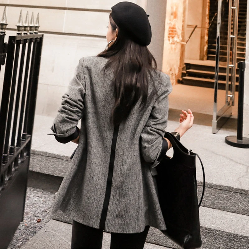 Женский блейзер с поясом BGTEEVER винтажный из искусственной кожи отложным