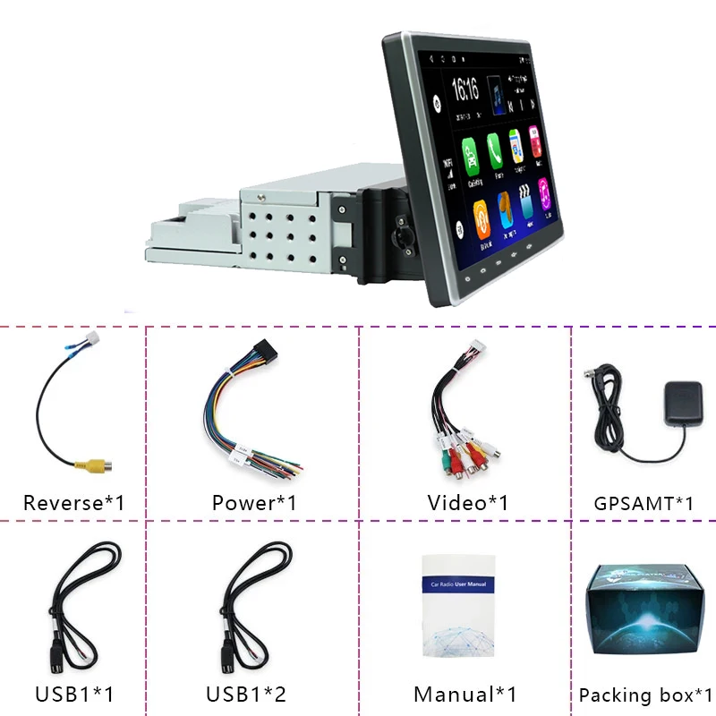 

1Din Car Radio 10" Android 10 Car Multimedia Player 2G 32G GPS Wifi Autoradio Bluetooth FM Mirrorlink Tape Recorder