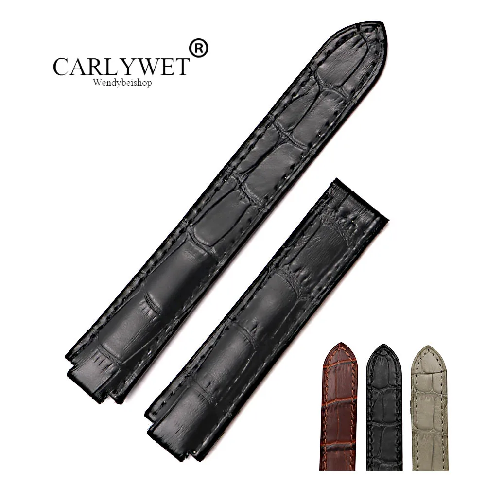 

CARLYWET 18*11mm 20*12mm Wholesale Real Leather Handmade Replacement Crocodile Grain Wrist Watch Band Strap Belt For Cartier