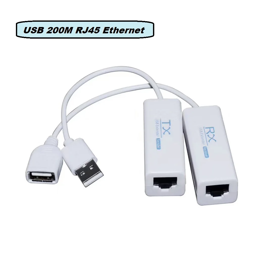 Cable Extensor USB 2,0 200M sobre RJ45, Adaptador de extensión, TX RX,...