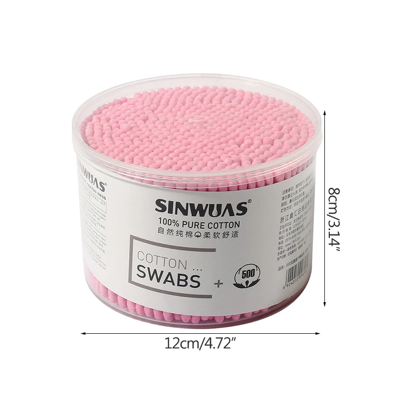 

500pcs Cotton Swabs Double-Headed Cotton Swab Disposable Cotton Pad Cleaning Remover Round Barrel Cotton Swab Boxed