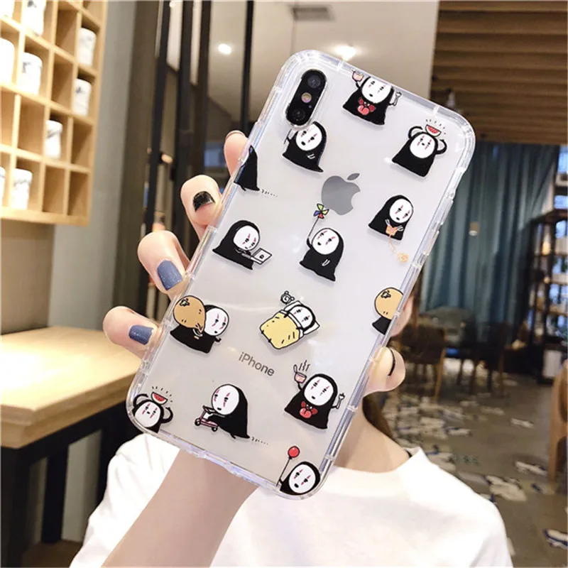 Японский мультфильм Тоторо унесенный спиром Ghibli Аниме Миядзаки Kaonashi мягкий прозрачный чехол для телефона iPhone XR X 7 7Plus 6 6S XS Max case