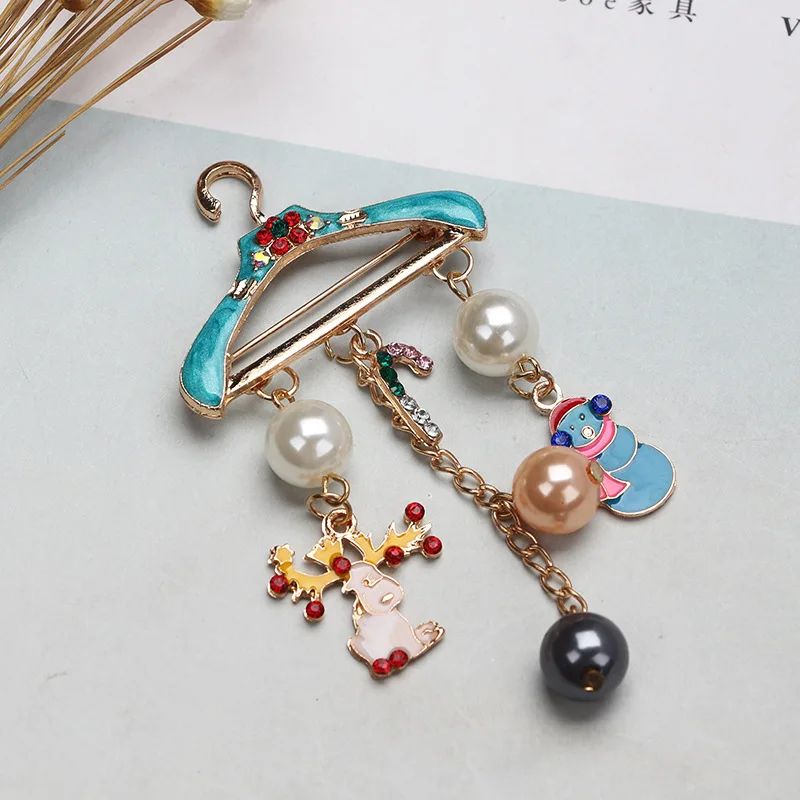 Рождественская вешалка жемчужная брошь милый стиль Олень конфеты лось Санта