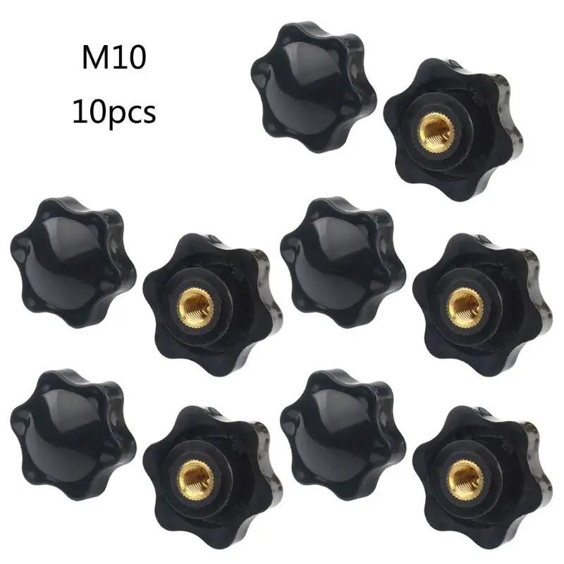 

X37E 10PCS M5 M6 M8 M10 Plum Hand Tighten Nuts Manual Clamping Knob Star Thumb Nut