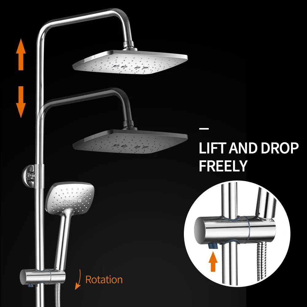bathroom shower faucets thermostatic mixer rain shower set 3 water outlet modes wall mounted bathtub faucet chrome free global shipping