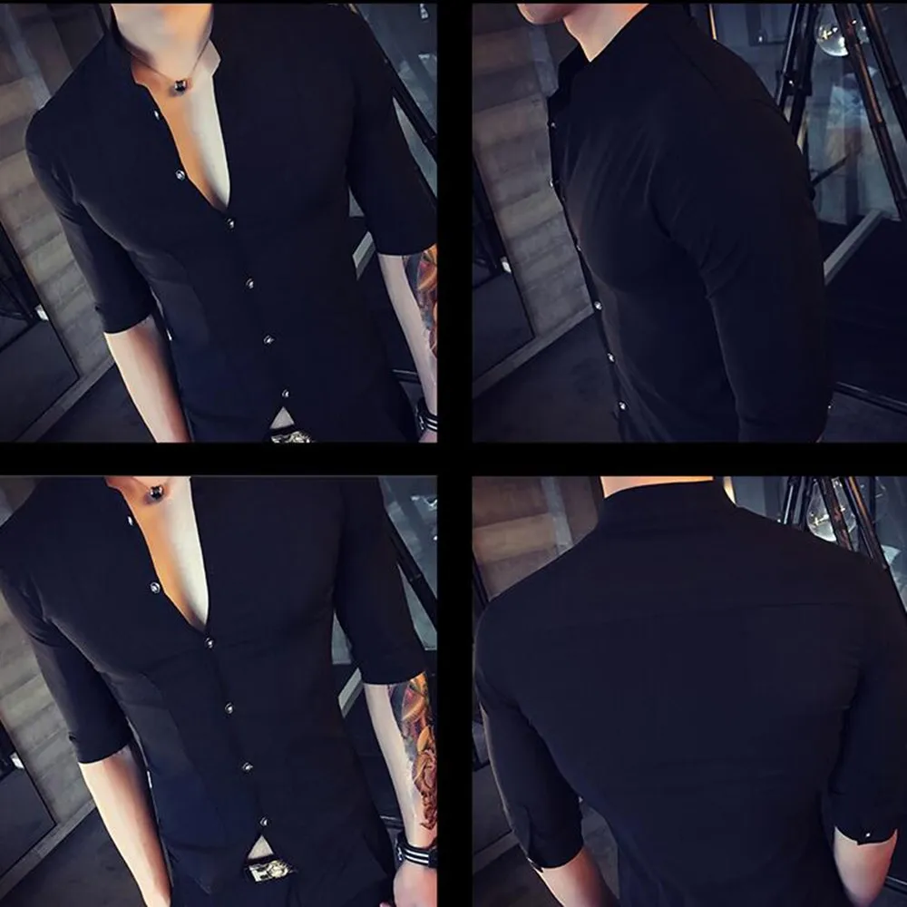 

High Quality Men Slim Fit Shirts Brand New 2021 Streetwear Shirt Mens Half Sleeve Summer Gentlemen Shirt Dress camisa hombre