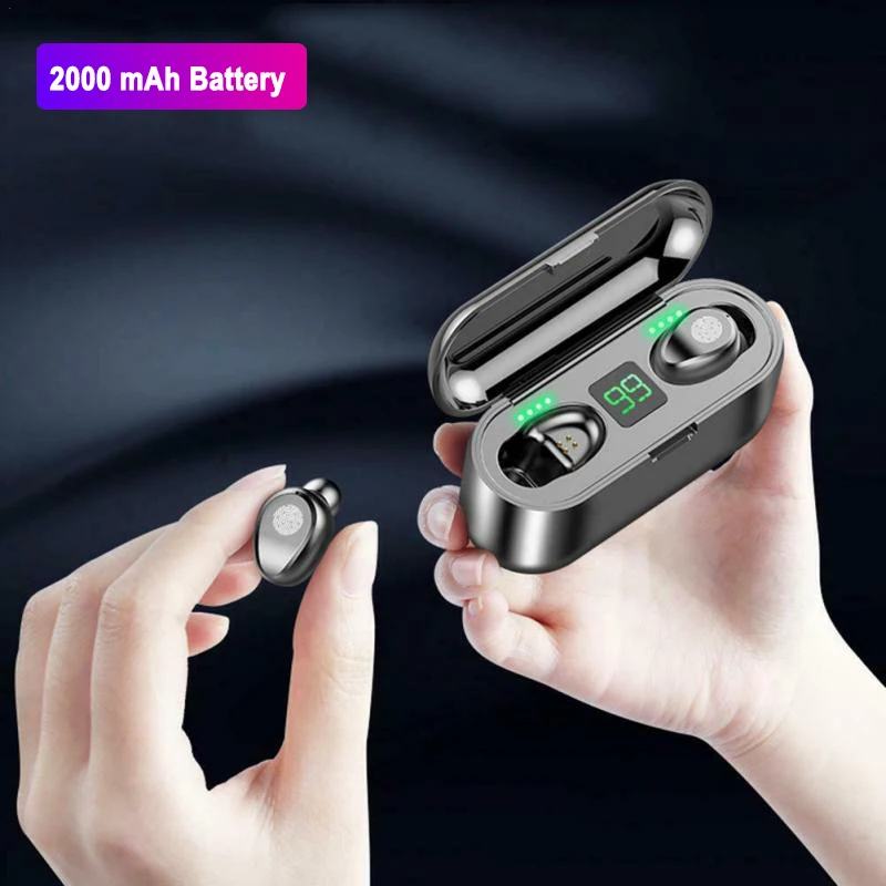 

F9 TWS Wireless Earphone with 2000 mAh Charging Box In ear Sport Headset Earphones Bluetooth Mini Wireless Stereo Earbud Headset