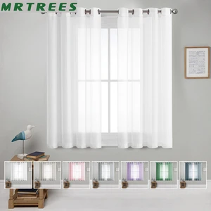 MRTREES Tulle Short Curtains for Living Room Kitchen Modern Solid Curtains Half  Window Drapes Voile Curtains Bedroom Panels