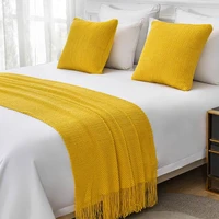 1 piece bedspreads solid color tassel bed runners scarves modern bed throws for foot of bed queen king size home decoration