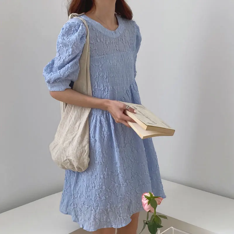 Alien Kitty Women Summer 2020 Vintage OL Solid Brief Chiffon Sweet Girls Pleated Fresh Puff Sleeves New Elegance Cute Dresses | Женская