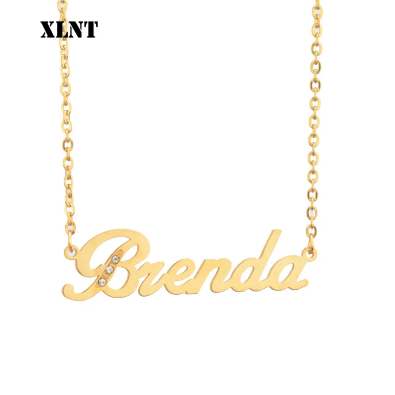 XLNT Brenda циркониевое ожерелье на заказ с буквенным именем ожерелья и подвески