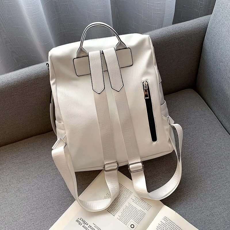 Рюкзак женский кожаный в полоску повседневный Модный милый школьный ранец с