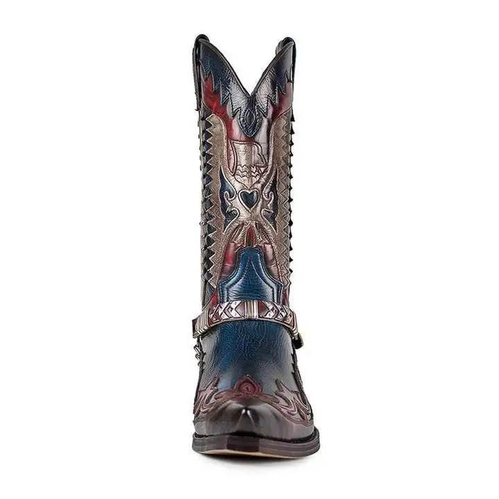 

Fashion Men's Shoes 2021 New Retro Classic Shoes Mens Knight Pointed Embroidery In The Tube All-match Man Boots Large Size 38-48