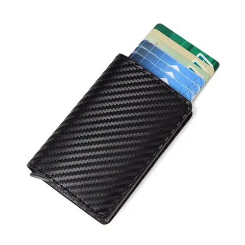 Anti-theft Для мужчин Винтаж держатель кредитной карты блокирование Rfid Бумажник кожаный унисекс информационной безопасности Алюминий Металл Кошелек - Цвет: Carbon fiber black