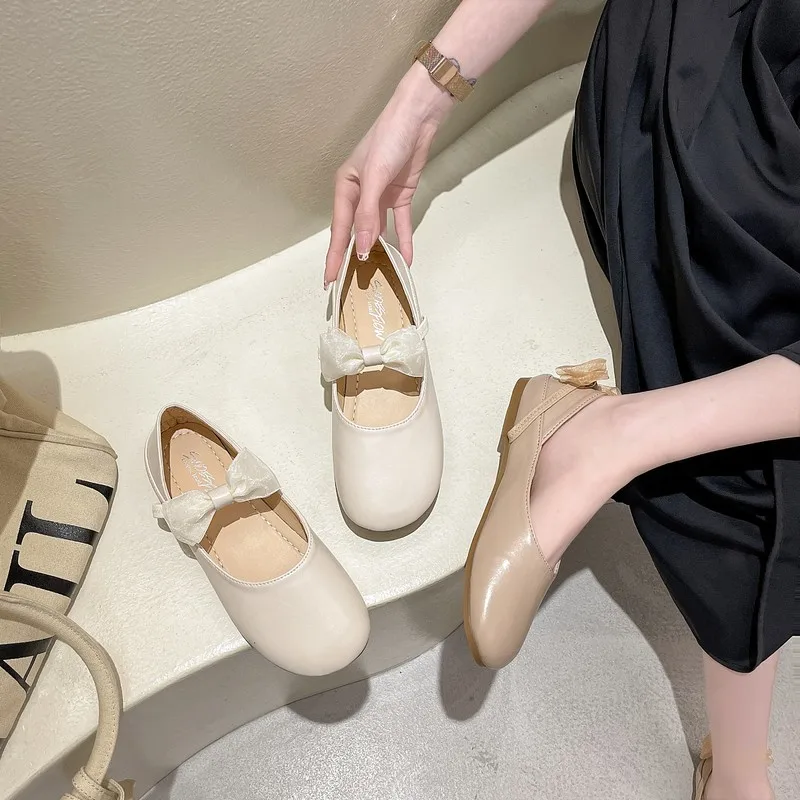 

Shoes Woman 2021 Casual Female Sneakers Round Toe Shallow Mouth Flats Bow-Knot Modis New Retro Comfortable Dress Summer Butterfl