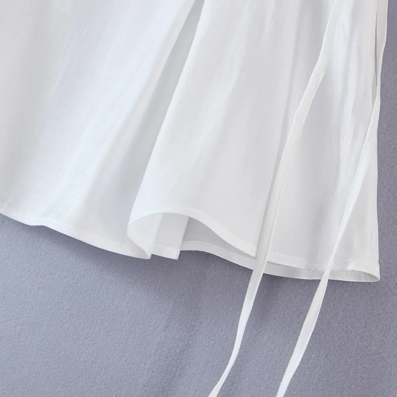 

Alldoke Women White Lace-up Mini Skirt Spring Summer 2021 Casual A-line High Waist Solid Short Skirts Mercerized Cotton Skirt