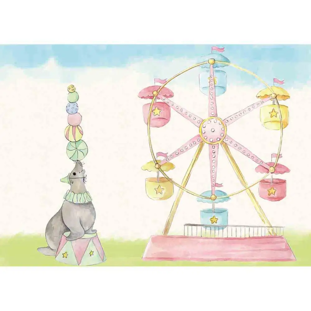 Фон для фотосъемки с цирком Allenjoy картина маслом слон Лев детский день рождения