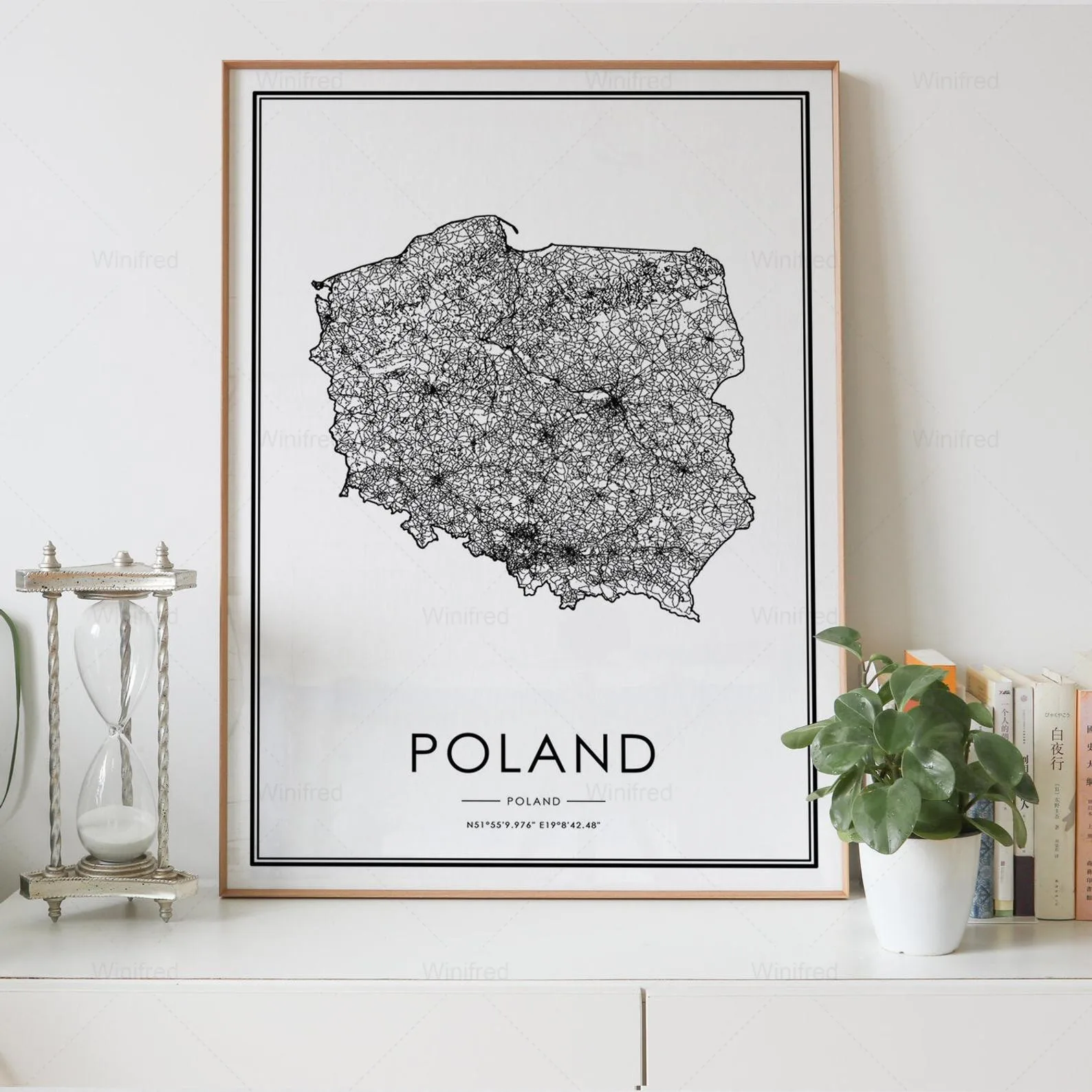 

Poland Map Country Road Poster Nordic Living Room Decoration Canvas Abstract Line Art Print Painting Modern Home Decor