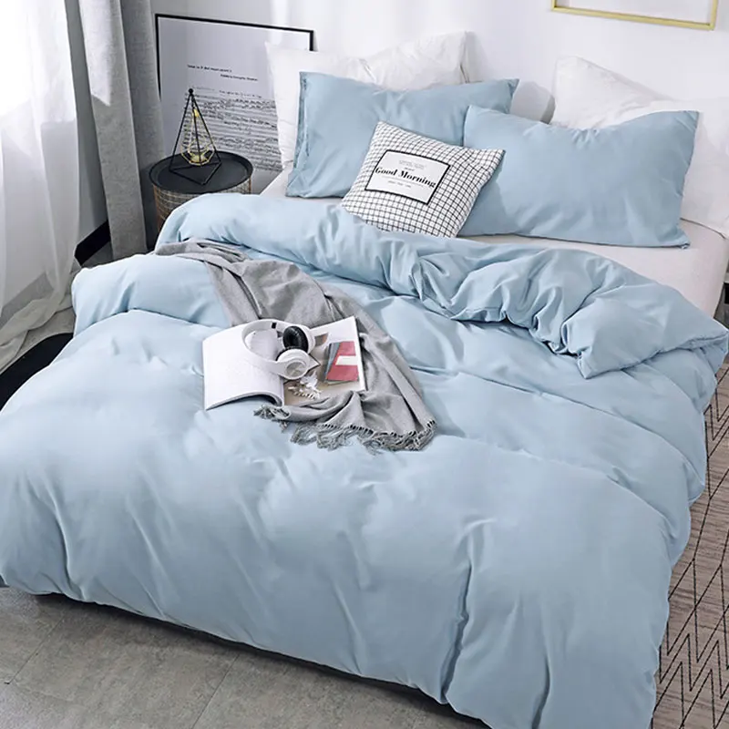 Комплект постельного белья из 3 предметов однотонное стеганое одеяло чехол для