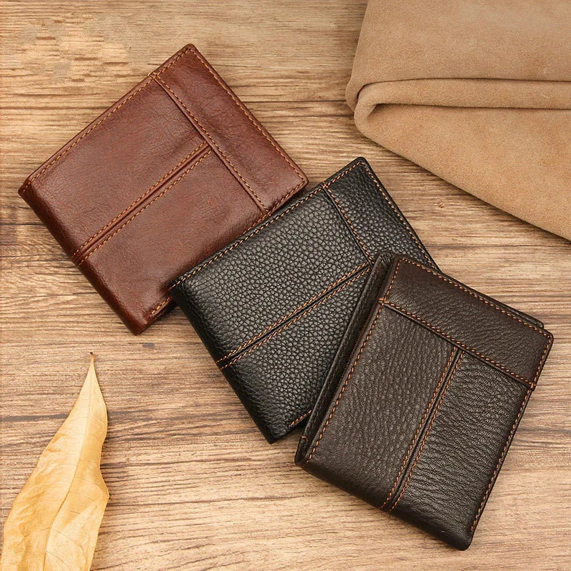 Cowhide Wallet Short Genuine Leather purse carteira masculina men wallets cartera hombre portfel monedero | Багаж и сумки