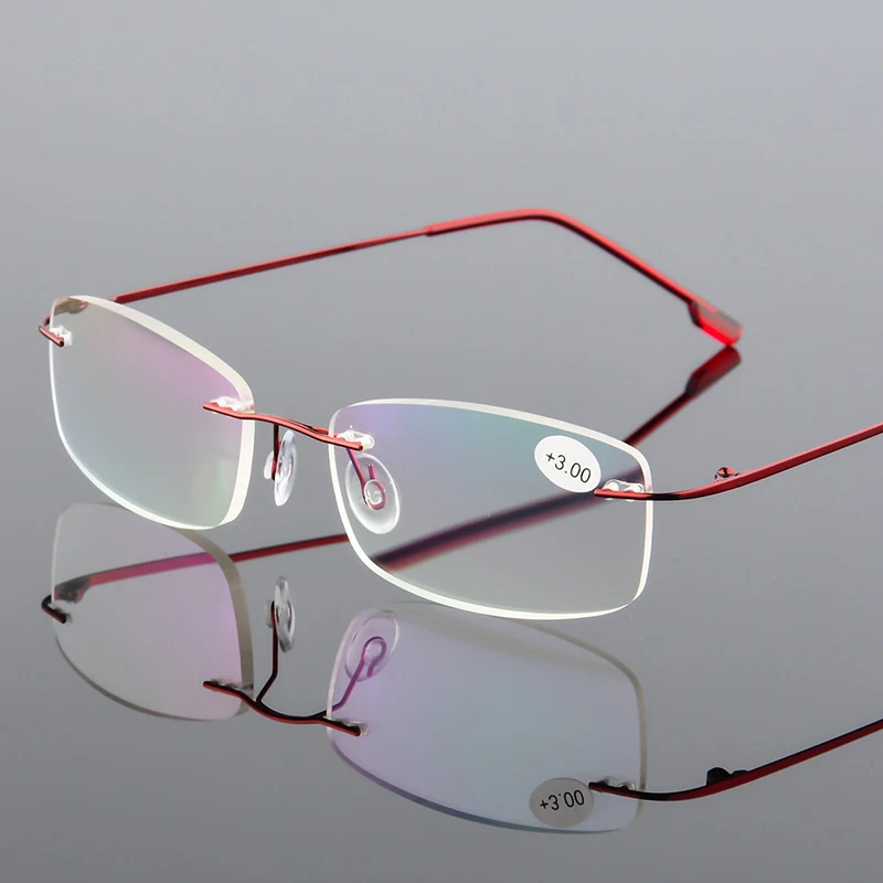 

Seemfly Ultralight Business Reading Glasses Men Women Classic Metal Frameless Presbyopic Eyeglasses +1.0 +1.5 +2.0 to+3.5 +4.0