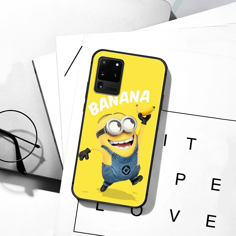 

Cute Cartoon Miniones Phone Case For Samsung Galaxy S Note 6 7 8 9 10 E 20 UITRA FE 21 Plus Edge black Prime Tpu Funda Silicone