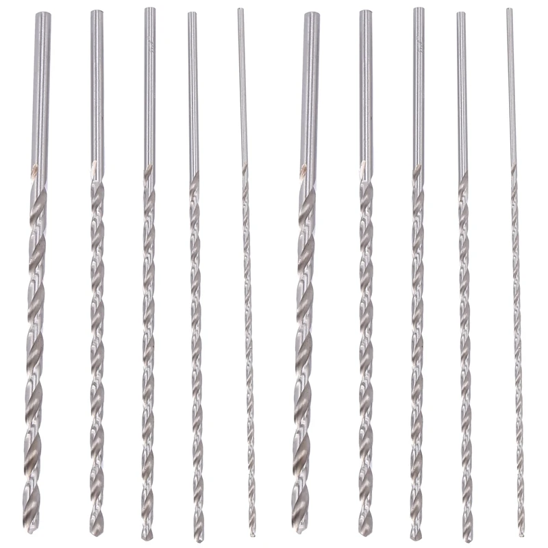 

10PCS Extra Long High-speed Steel Drill Bit Sets Straight Shank Twist Drill Bit Tool 2-5mm for Wood
