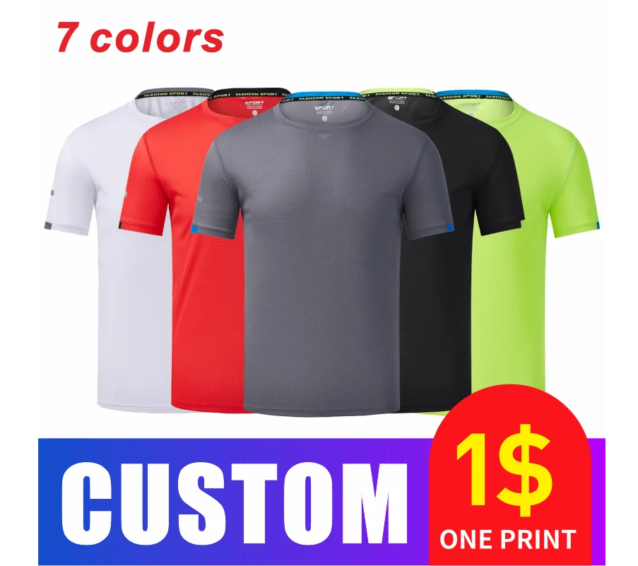 

Quick-drying round neck T-shirt, custom printed embroidered logo, cool and breathable short-sleeved running sports fitness top