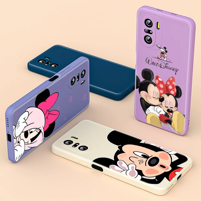 

Pink Mickey Minnie Liquid Silicone Soft Cover For Xiaomi Redmi 9 9A 9AT 9C 9T 8 8A 7 10X K40 K30 K30S Phone Case