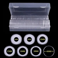 40coin capsules 46mm with 40foam gasket and 1 plastic storage box for coin collection for 16 20 25 27 30 38 46mm coins