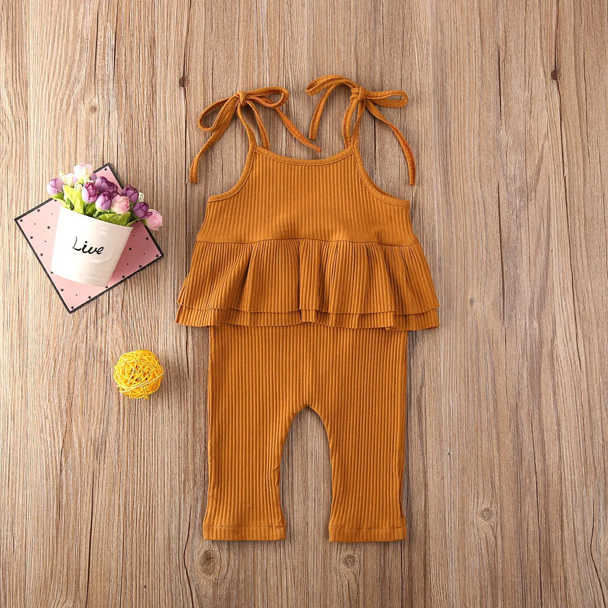 2020 Детская летняя одежда Одежда для новорожденных девочек Комбинезон с рюшами