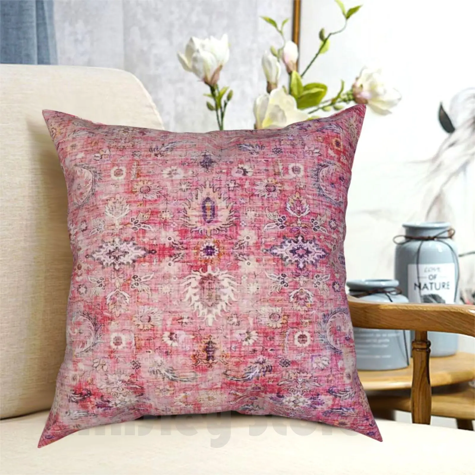 

Antique Traditional Pink Moroccan Style Pillow Case Printed Home Soft DIY Pillow cover Moroccan Sahara Boho Hippie Bohemien