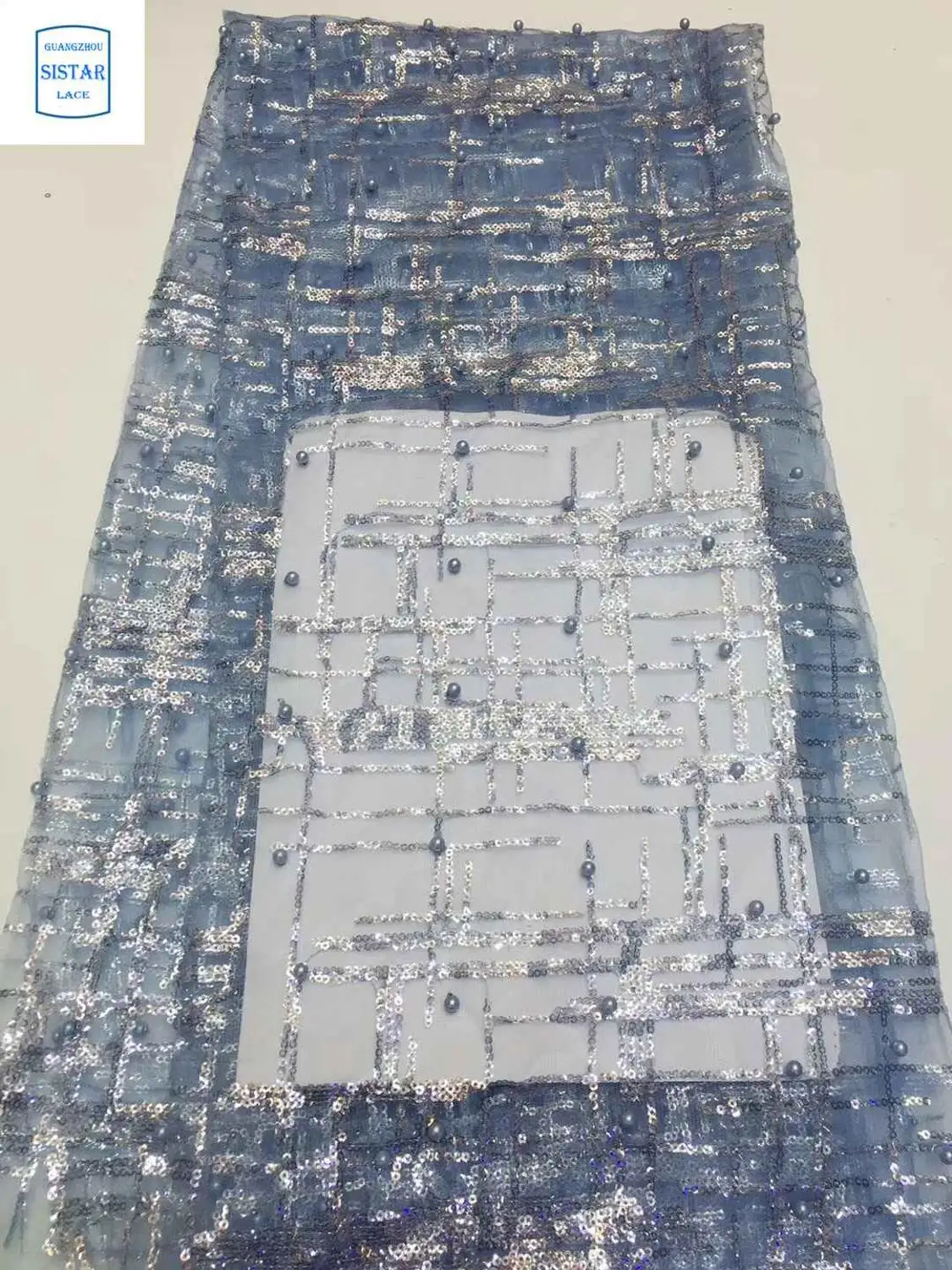 2020 Французский Африканский кружевной ткани с блестками Тюль нигерийская сетка