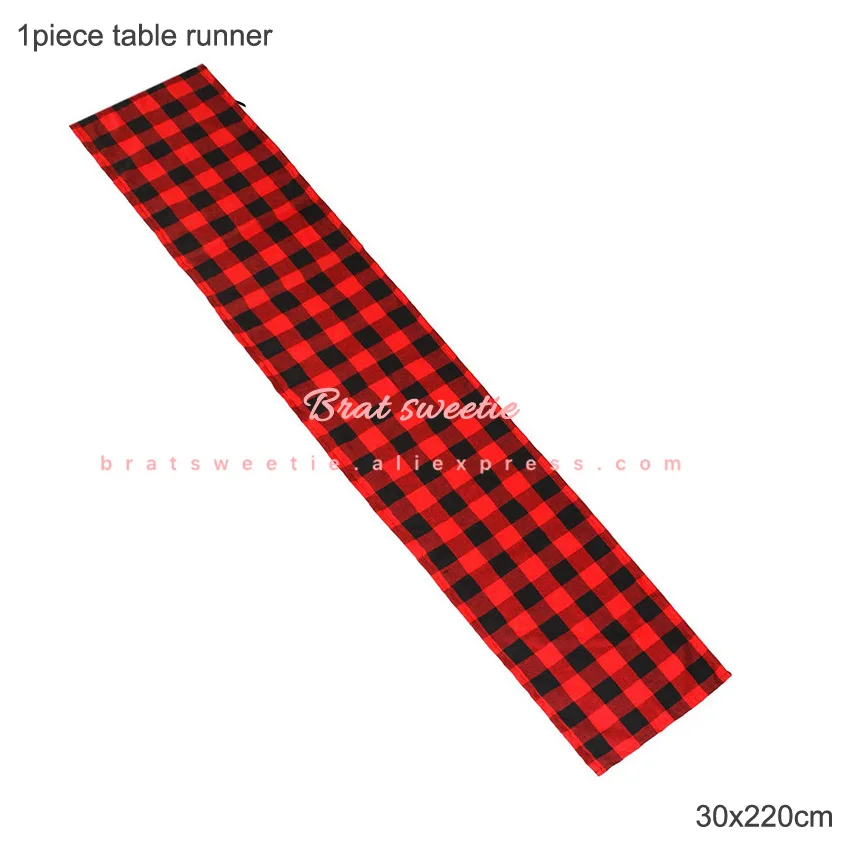 220cm red black Красный, черный, хлопок, плед буйвола, Настольная дорожка, плед, Рождество, семейный ужин, подстилка, чехол для подушки, вечерние украшения на Рождество - Цвет: 220cm red black