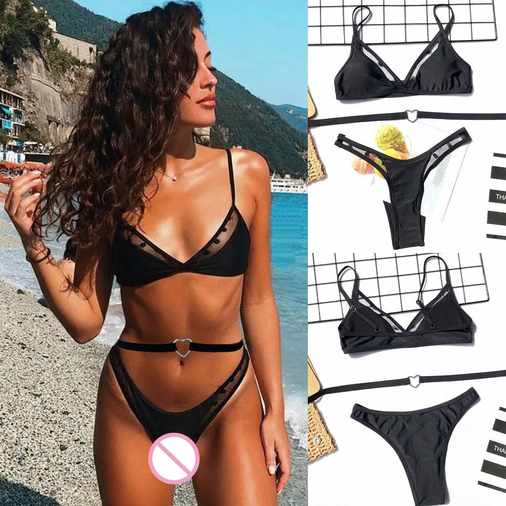 Женский однотонный купальник с кружевом CHAMSGEND топ без косточек пляжная одежда