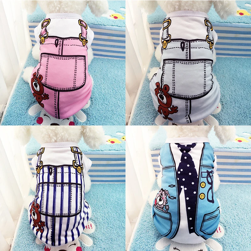 

Cute Printed Summer Pets tshirt Puppy Dog Clothes Pet Cat Vest Cotton T Shirt Pug Apparel Costumes Dog Clothes for Small Dogs