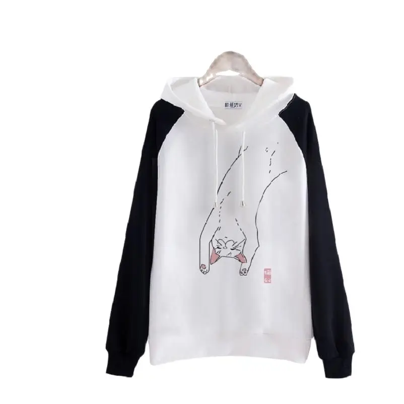 

Unisex Female Lolita Girl Pullovers Jacket Coat Student Cartoon Cotton Hooded Hoodies Sweatshirt Top