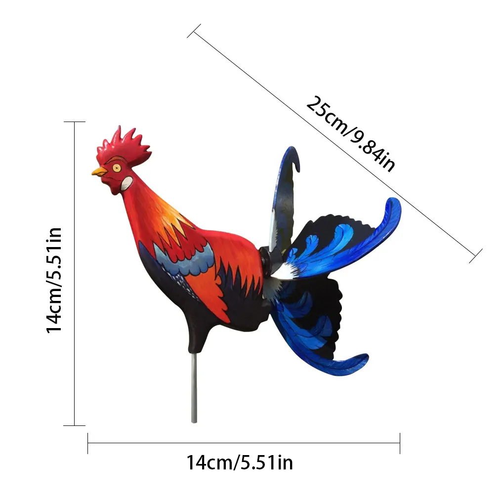 

Garden Windmill Chicken Modeling Yard Art Wind Turntable Decoration Wooden Statue Park Wooden Pile Props Children'S Toys