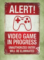 alert video game in progress tin metal sign retro advertising signs