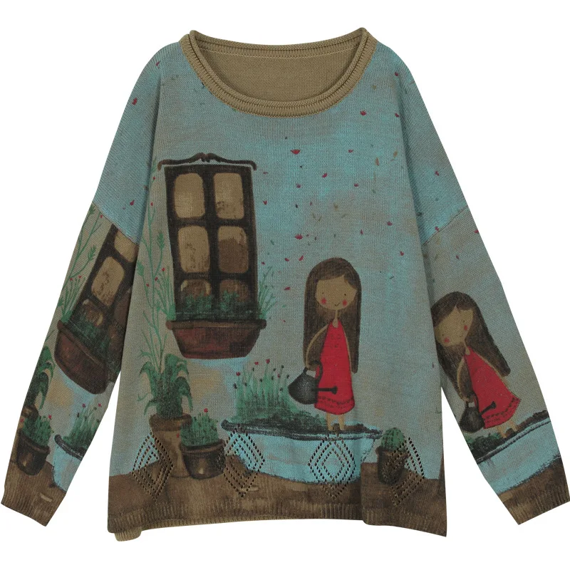 Женский Осенний вязаный свитер свободные пуловеры больших размеров новинка 2019