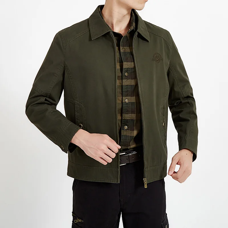 

Autumn Jacket Men Military Jackets And Coats Male Outwear Pure Cotton Men Windbreaker Multi-Pockets Chaqueta Hombre M-4XL