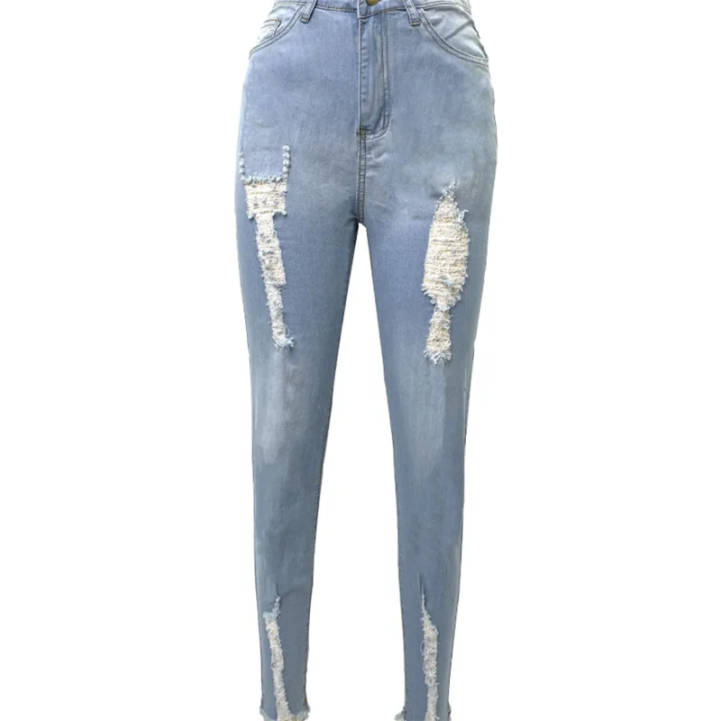 

High Waist push up denim jeans Women Slim fit calca jeans ladies Ripped elastic skinny jeans Sexy Hole vintage boyfriend jeans