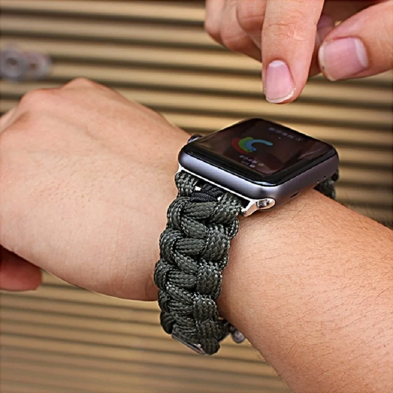 Ручной работы, нейлоновый ремешок для наручных часов Apple Watch, версии 5/4/3/2/1, спортивный кожаный браслет, 42 мм, длина-44 мм, ремешок для наручных часов iwatch, ремешок