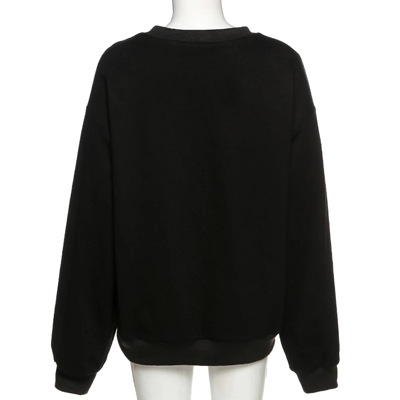 

women's pullover long sleeve Autumn and winter solid color loose fashion butterfly embroidery mid-length sweater casual tops