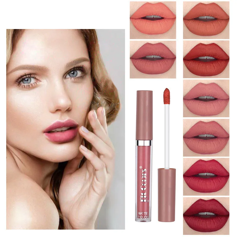 

4 Pcs 1 Set Sexy Lithe Foggy Matte Lip Glaze Velvet Matte Nonstick Cup Lip Gloss Nature Long-lasting Easy To Wear Female Makeup