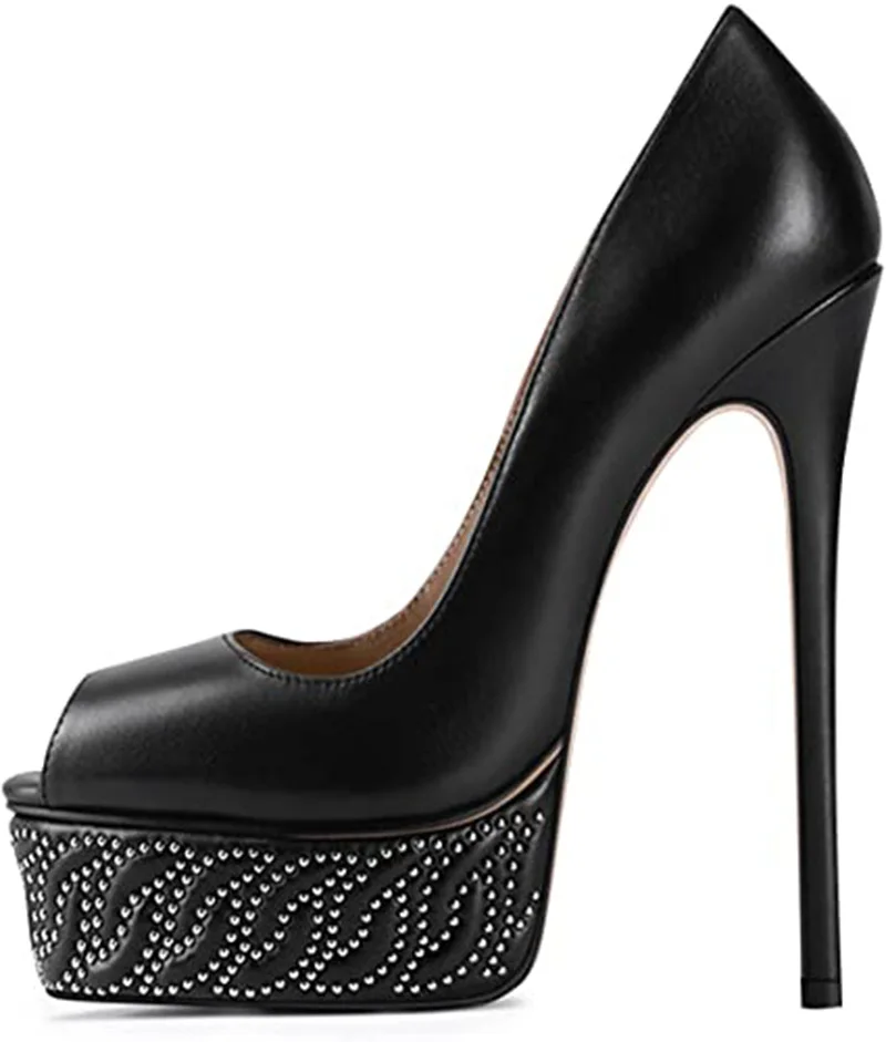 Женские вечерние туфли FSJ черные туфли-лодочки на платформе с открытым носком