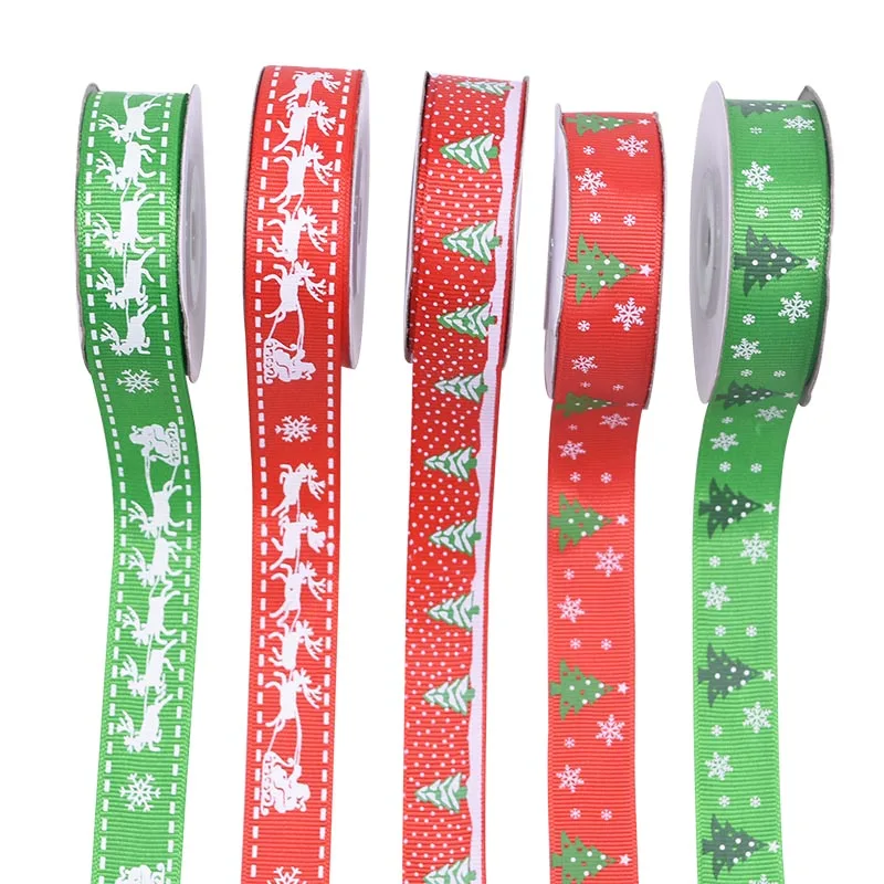 10/25 ярдов Рождественская серия атласная лента Гро ленты Рождественские шелковые